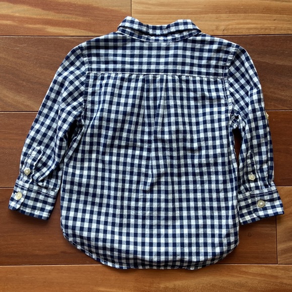 Baby GAP Navy White Checked Button Down Shirt 18-24m - Picture 4 of 6